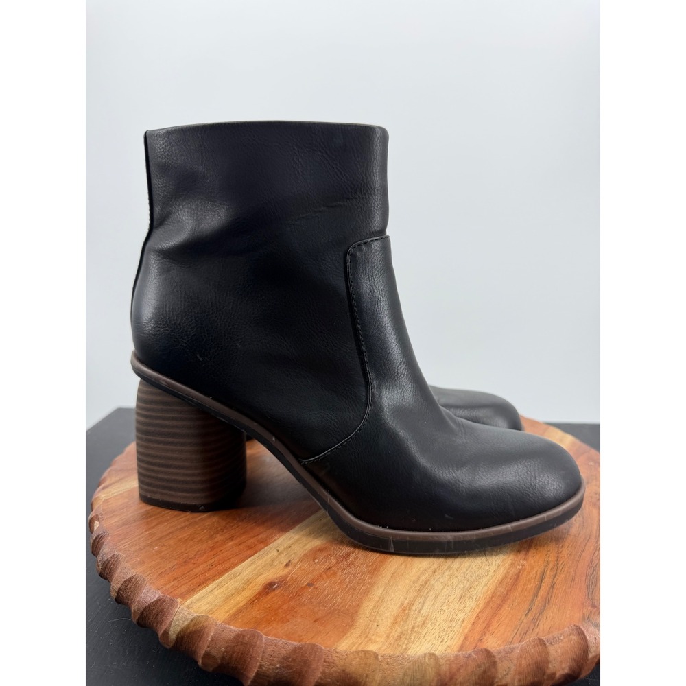 Korks‎ Ankle Boots Women 8.5M Black Block Heel KR0014100 CBUE22 Floral Lining